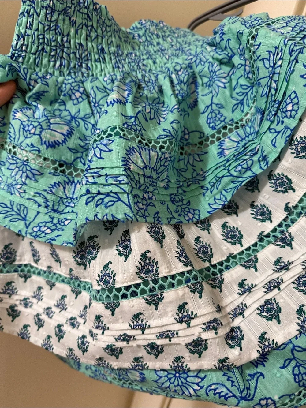 Roller Rabbit Turquoise Smocked Crop Top & Ruffle Skirt Set - Picture 5 of 7